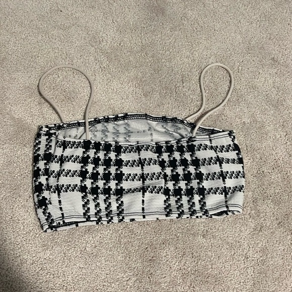 black and white plaid xs cropped spaghetti strap cami - Picture 2 of 2